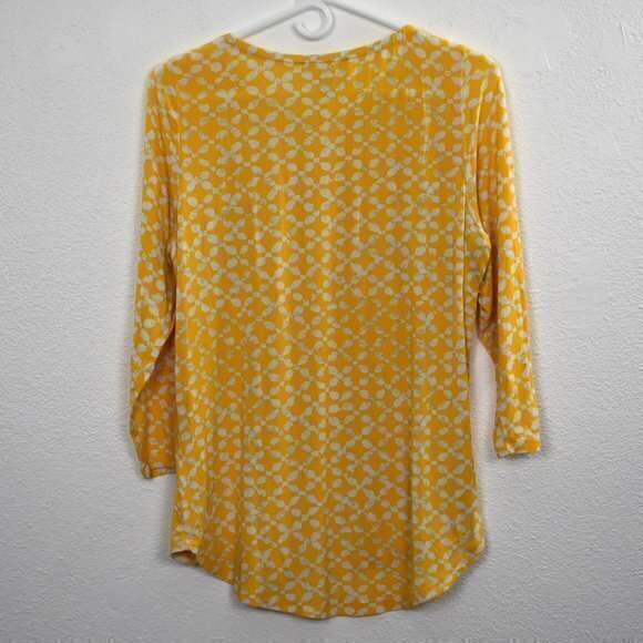 Michael Michael Kors 3/4 Sleeve Top Size Small Color Yellow/White Gently Used - Picture 3 of 5